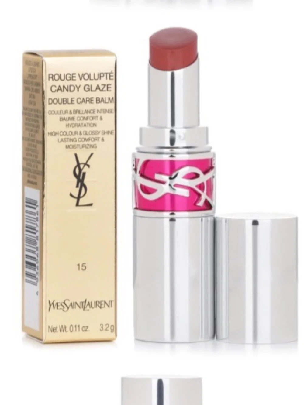 YSL Rouge Volupte Candy Glaze Double Care Balm - # 15 Showcasing Nude